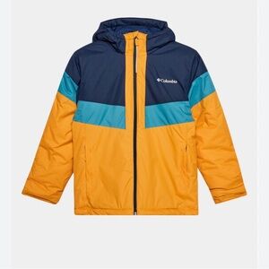 Columbia Sz S Lightning Lift Jacket in Raw Honey Collegiate Navy/Shasta Color